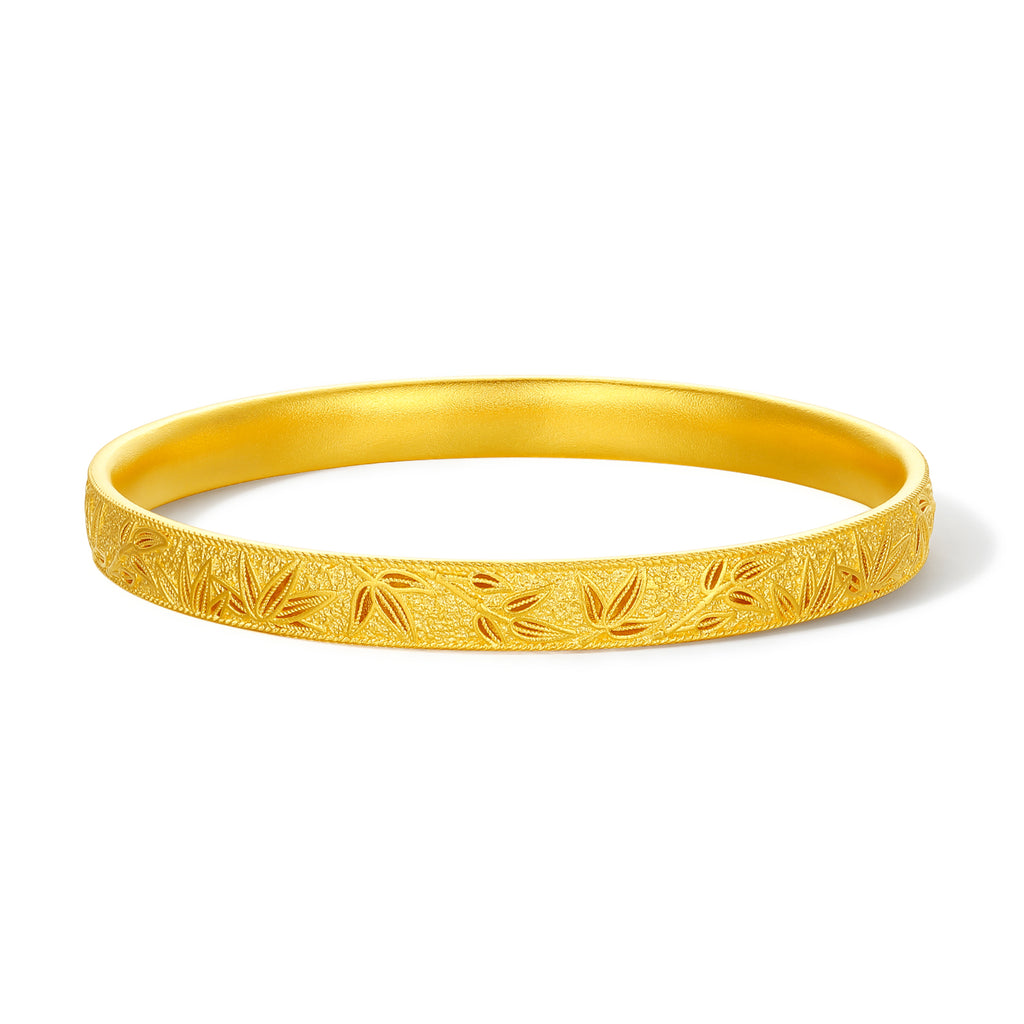 999 24K Gold Bangle Bracelet Bamboo 23-29g A1013517