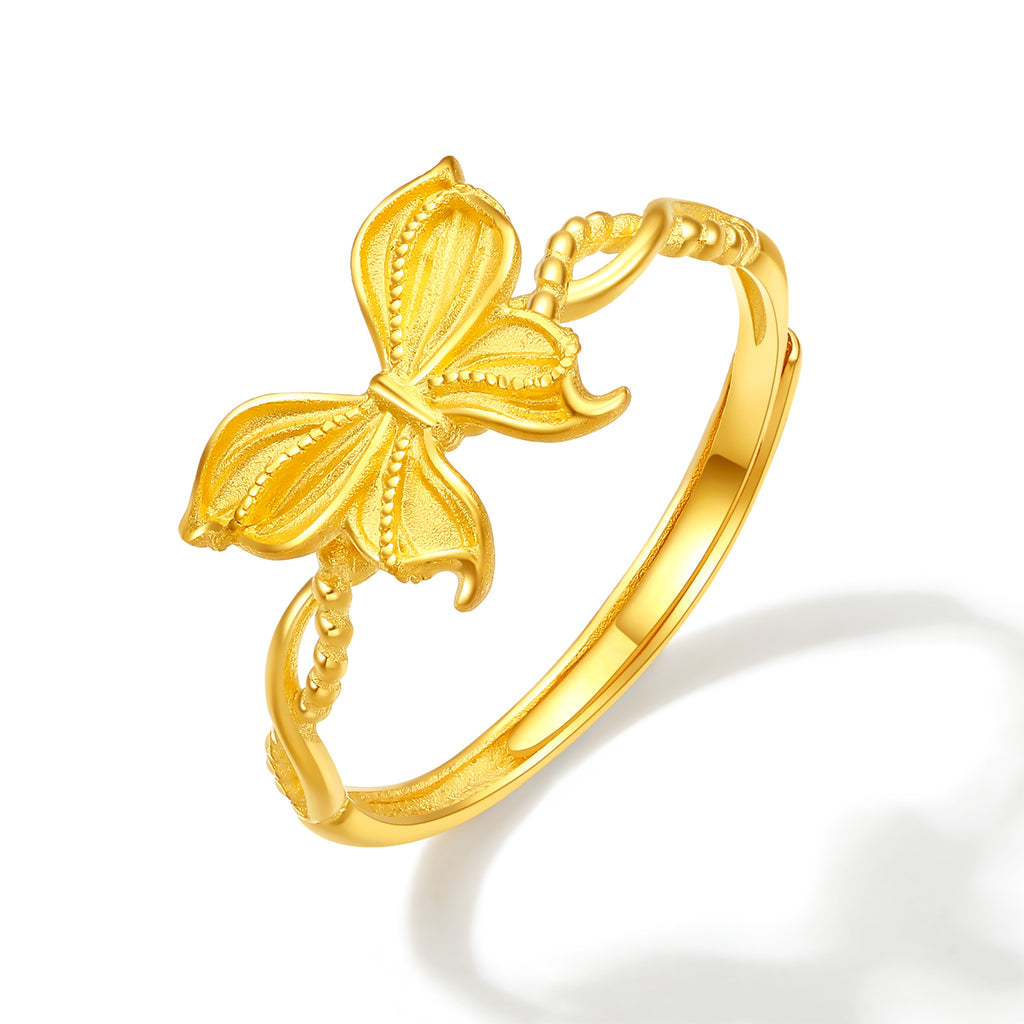 999 24K Gold Ring Butterfly 2.36-2.76g A0113646