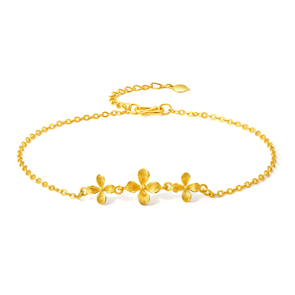 999 24K Gold Chain Bracelet Flower 1.93-2.23g A0711672