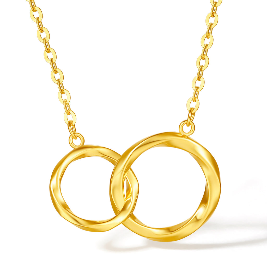 18K Gold Pendant Necklace Interlocking Circles 1.95-2.25g C0612669