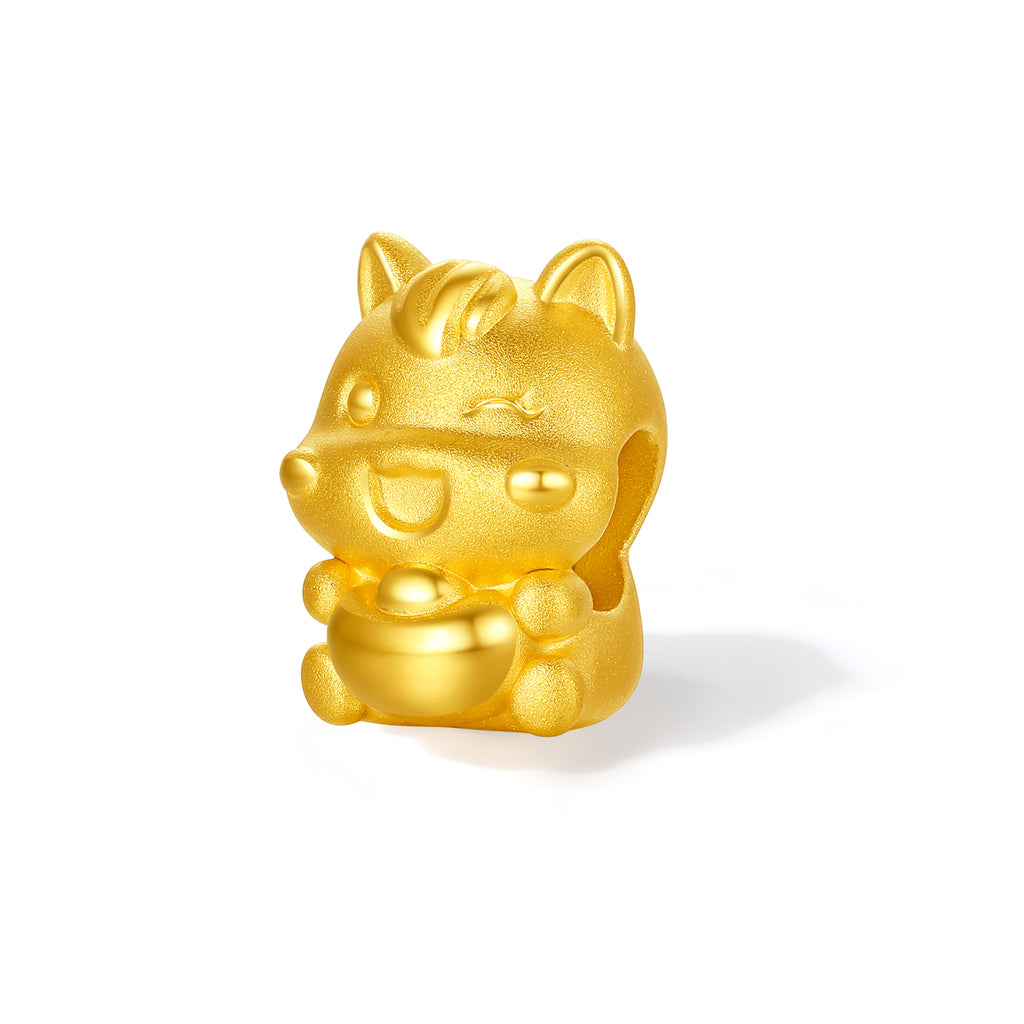 'Year of the Horse' 24K Gold Charm Bracelet Horse Yuanbao 0.7-1g 17cm & 19cm A1615528