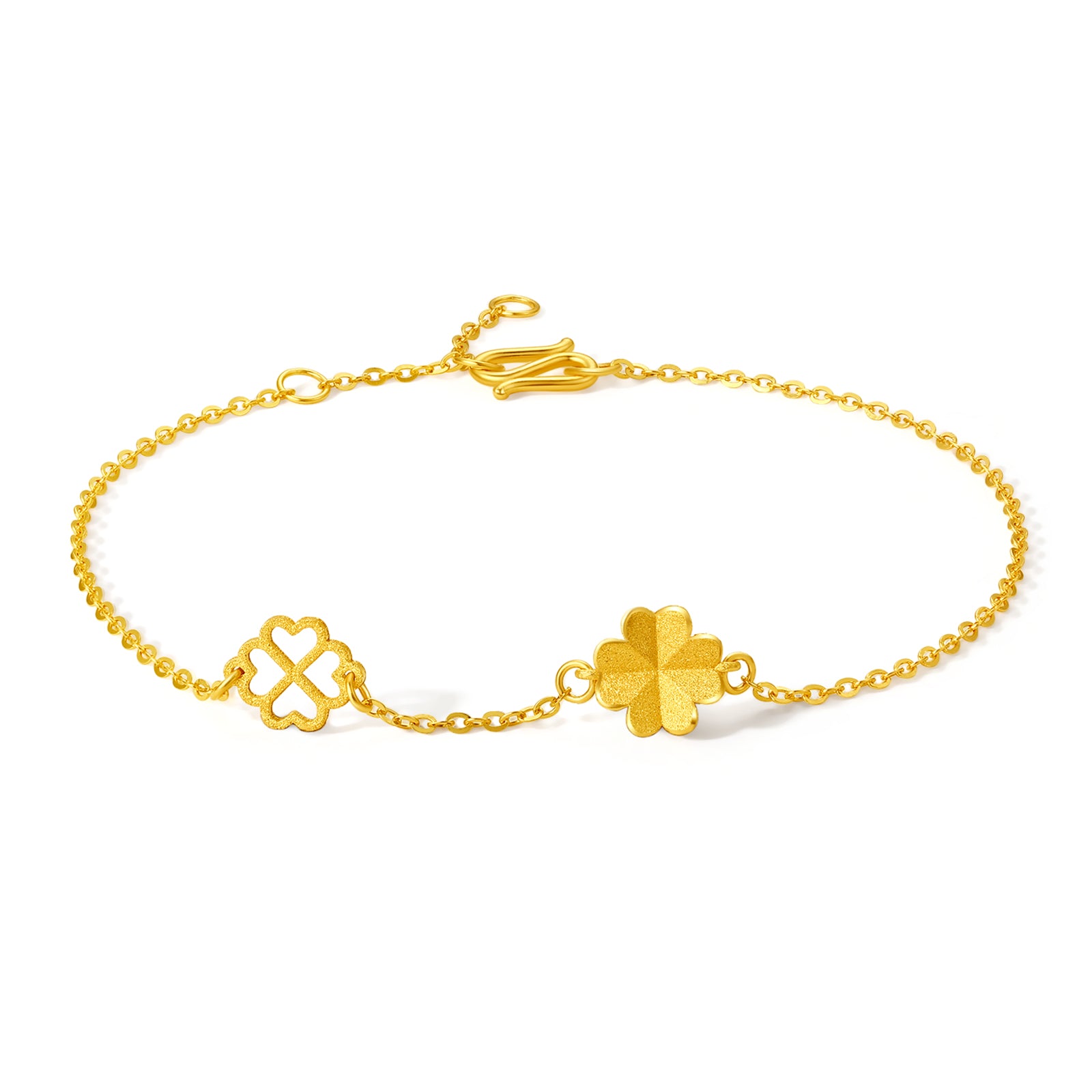 24K Gold Chain Bracelet Clover 1.9-2.4g 16-19cm A0711666