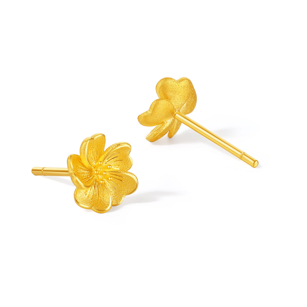 "Princess Wedding" 999 24K Gold Earrings Flower 1.72-2.02g A0922054