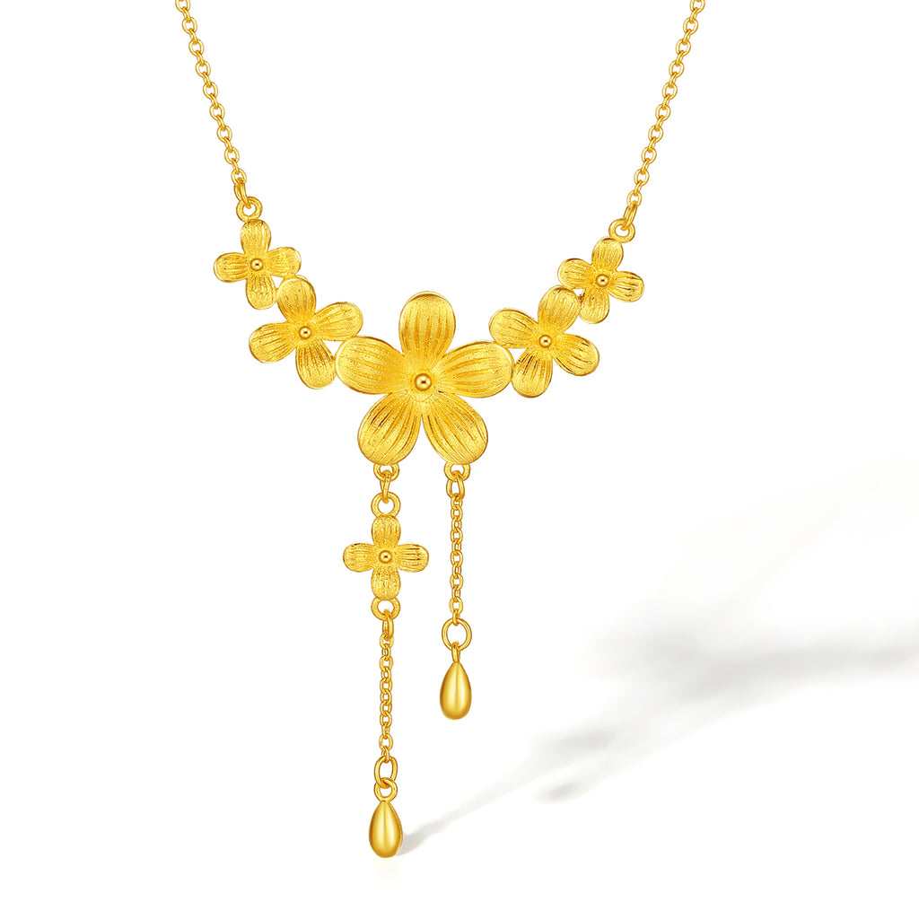 "Princess Wedding" 24K Gold Pendant Necklace Flower 7.15-7.55g A0622061