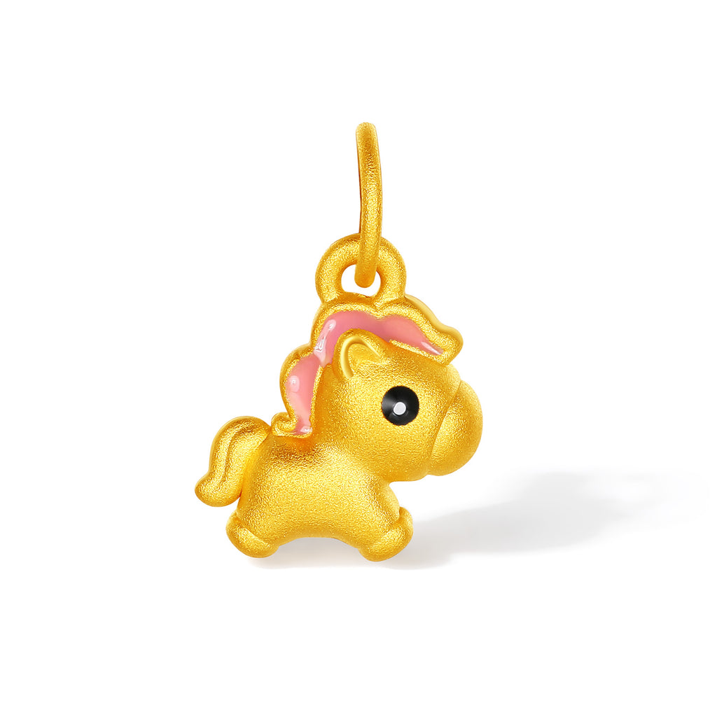 'Year of the Horse' 24K Gold String Bracelet Horse Yuanbao 1-1.3g 16cm-22cm A1715525