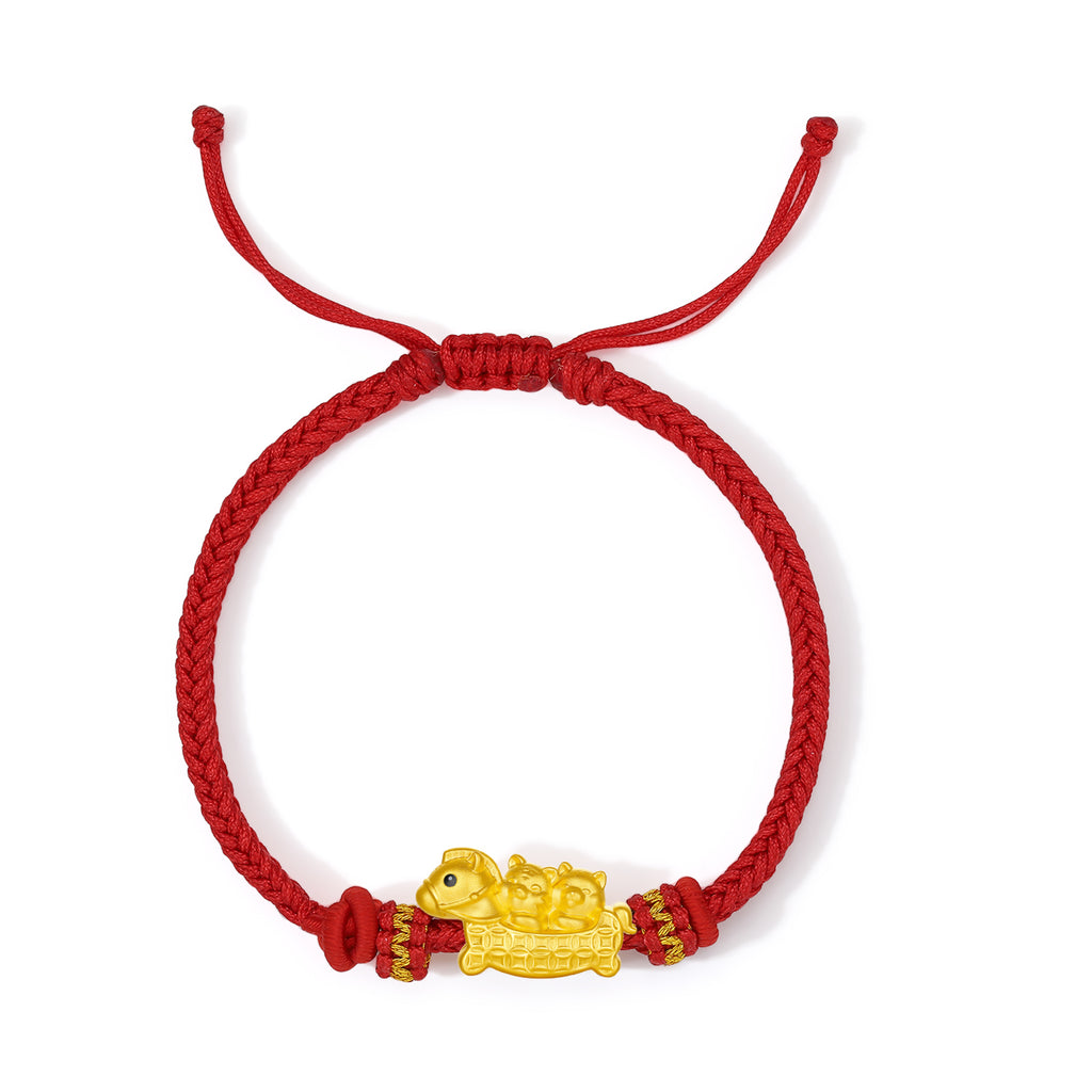 'Year of the Horse' 24K Gold String Bracelet 1-1.3g 16cm-22cm A1716022