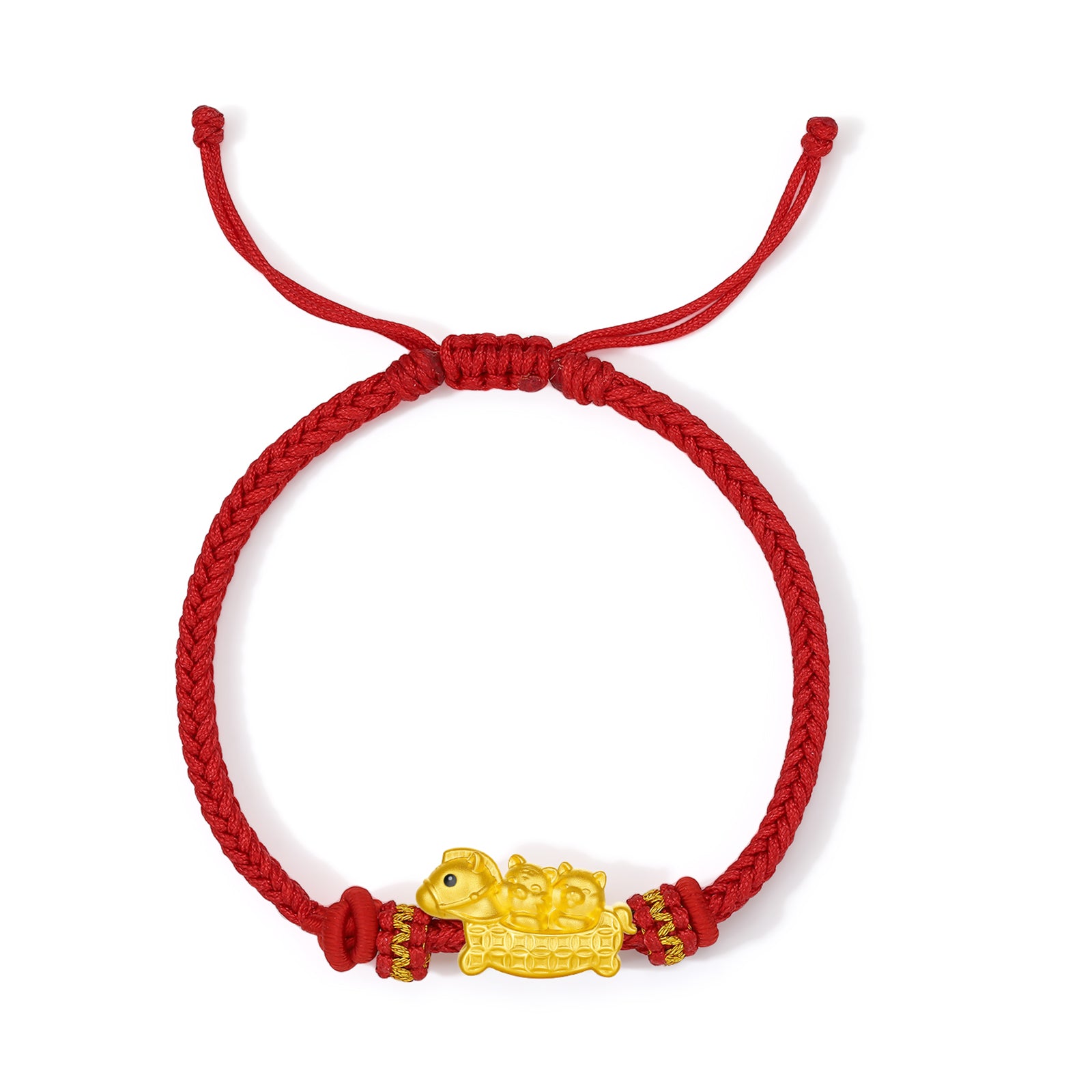 'Year of the Horse' 24K Gold String Bracelet 1-1.3g 16cm-22cm A1716022