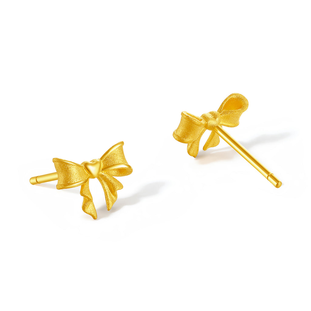999 24K Gold Earrings Bow 1.5-1.8g A0913381