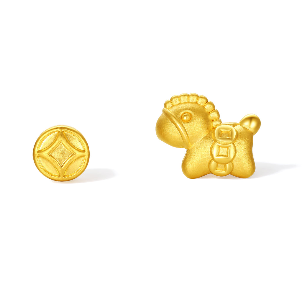 "Year of the Horse"  24K Gold String Bracelet Horse Coin 0.7-0.9g 16cm-22cm A1715744