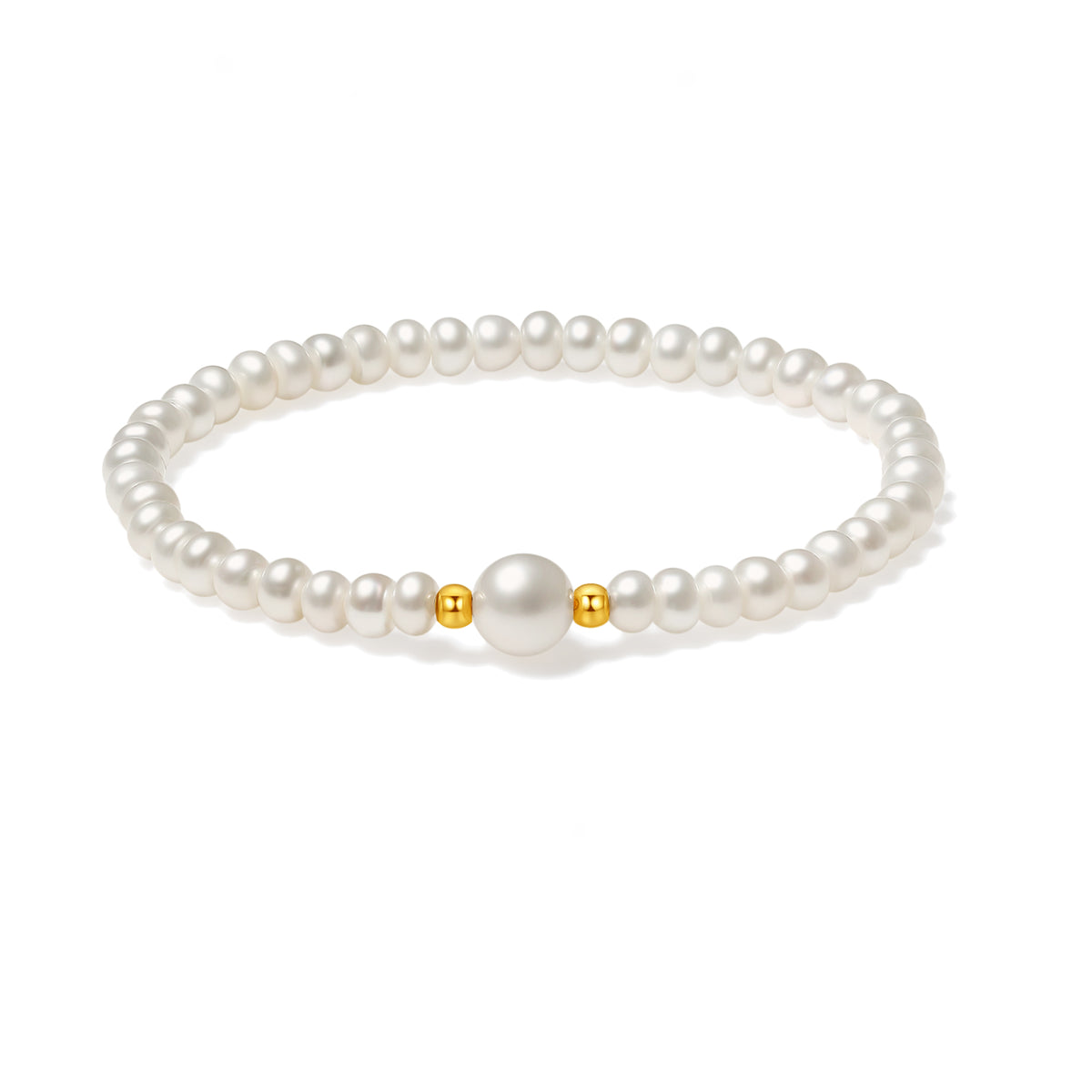 18K Yellow Gold Beaded Bracelet Freshwater Pearl 7-8mm 4.5-5.3mm 0.02-0.06g X1912917