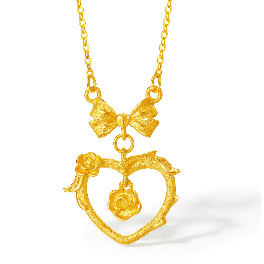 "Annie's Garden" 999 24K Gold Pendant Necklace Heart 5-5.4g A0613067