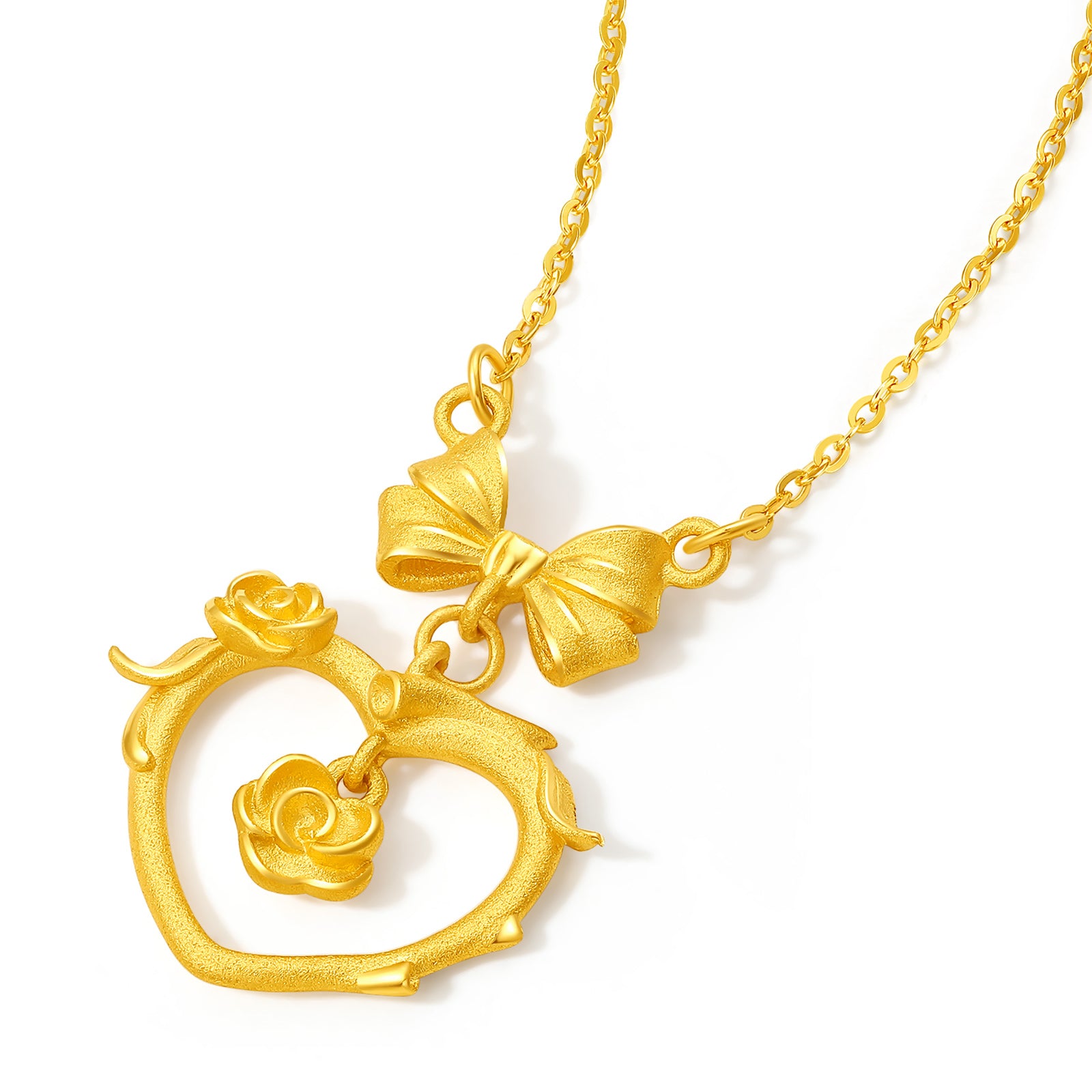 "Annie's Garden" 999 24K Gold Pendant Necklace Heart 5-5.4g A0613067