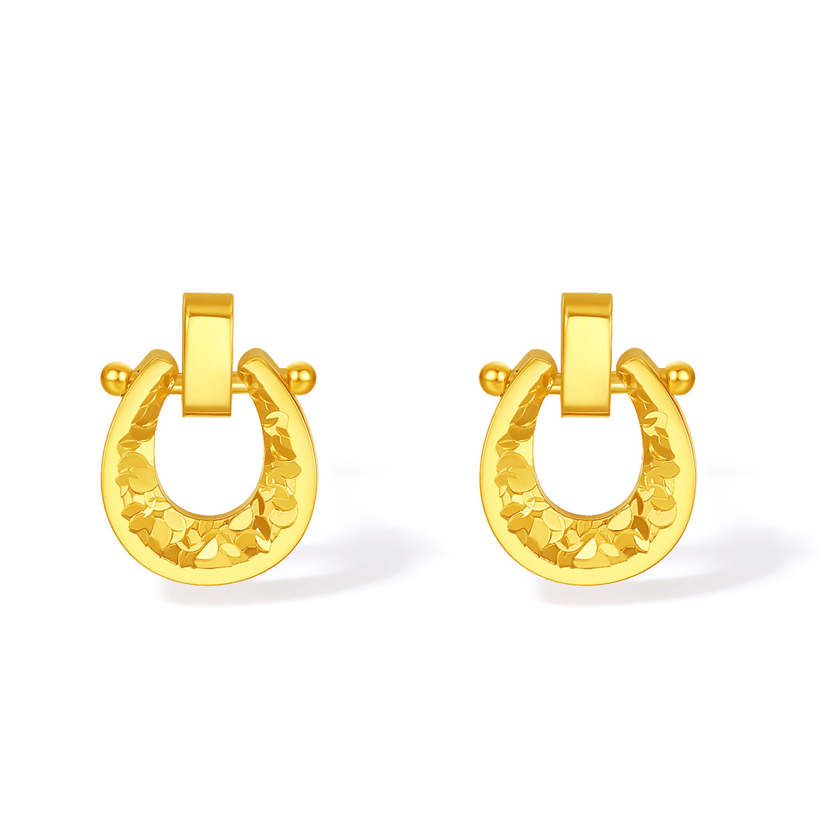 24K Gold Earrings Horseshoe 1.95-2.25g A0915539