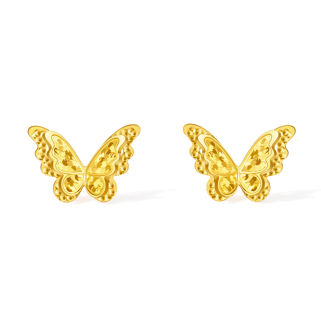 "Fantasy Forest" 24K Gold Earrings Butterfly 1.44-1.9g A0913808