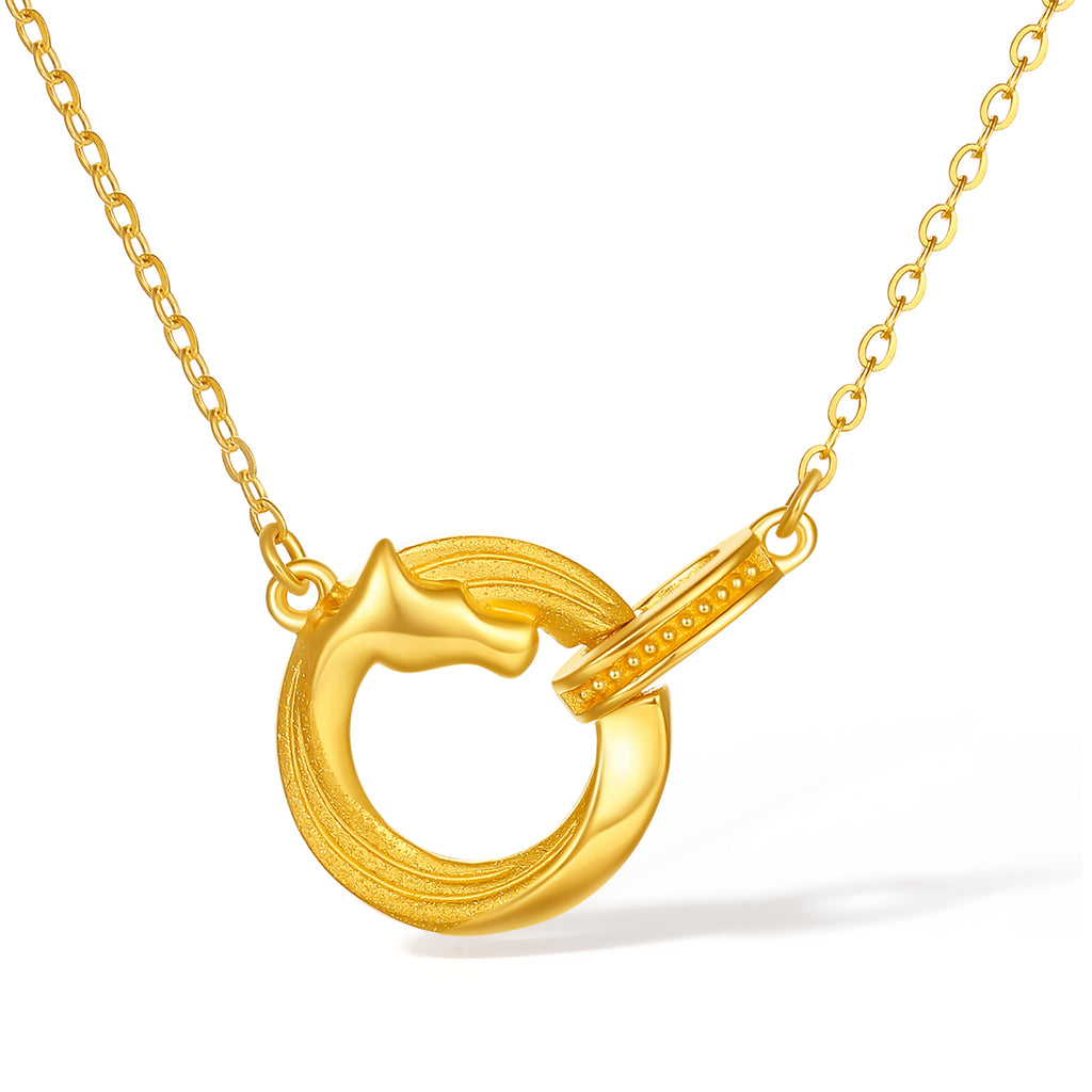 'Year of the Horse' 24K Gold Pendant Necklace Horse 3.4-3.8g 40cm-45cm A0623471