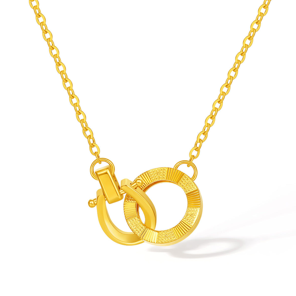 24K Gold Pendant Necklace Horseshoe 3.3-3.6g A0615540