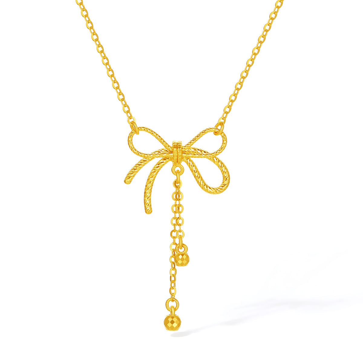 "Girl's Worries" 24K Gold Pendant Necklace Bow 3.75-4.15g A0615490