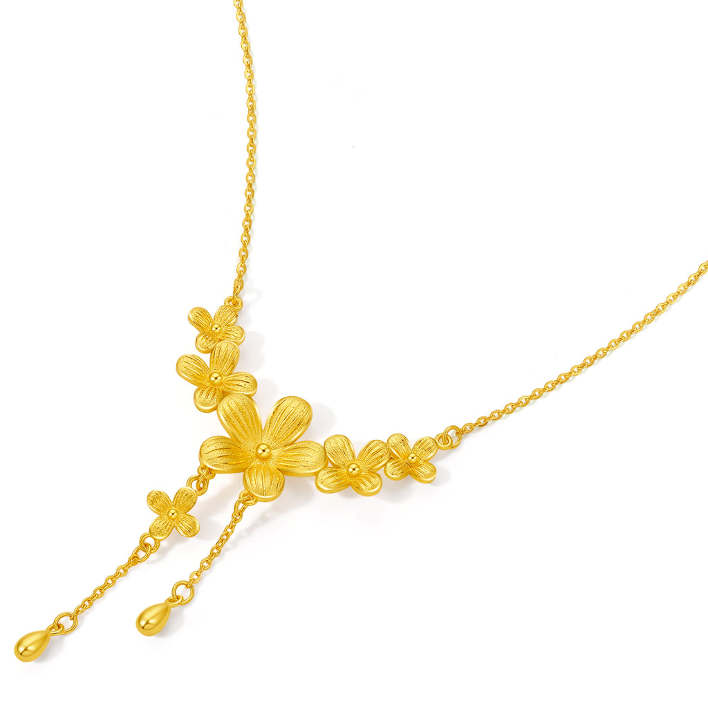 "Princess Wedding" 24K Gold Pendant Necklace Flower 7.15-7.55g A0622061