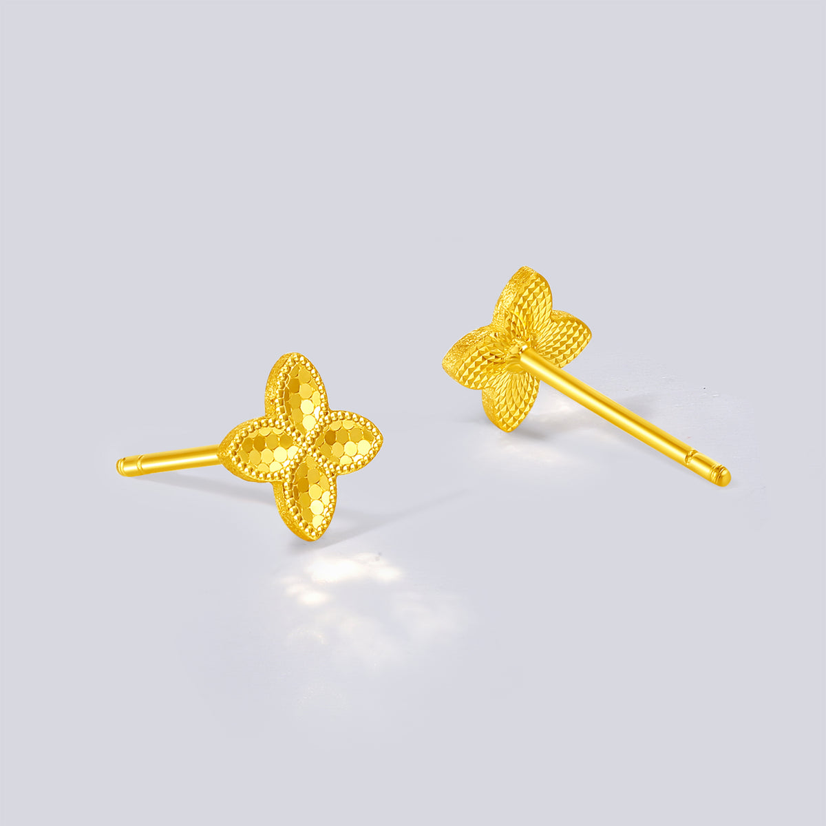 24K Gold Earrings Clover 0.85-1.15g A0921141