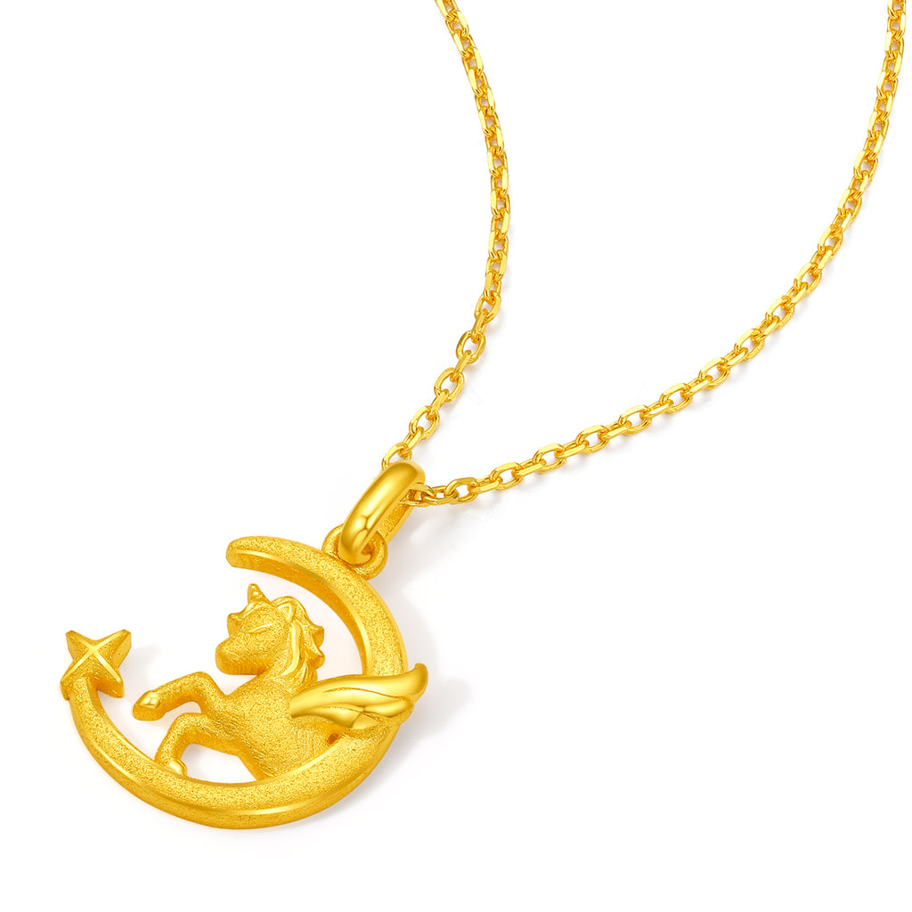 "Year of the Horse" 24K Gold Pendant Horse Moon 1.85-2.15g A0415706