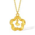 999 24K Gold Pendant Necklace Flower 3.9-4.2g A0613805