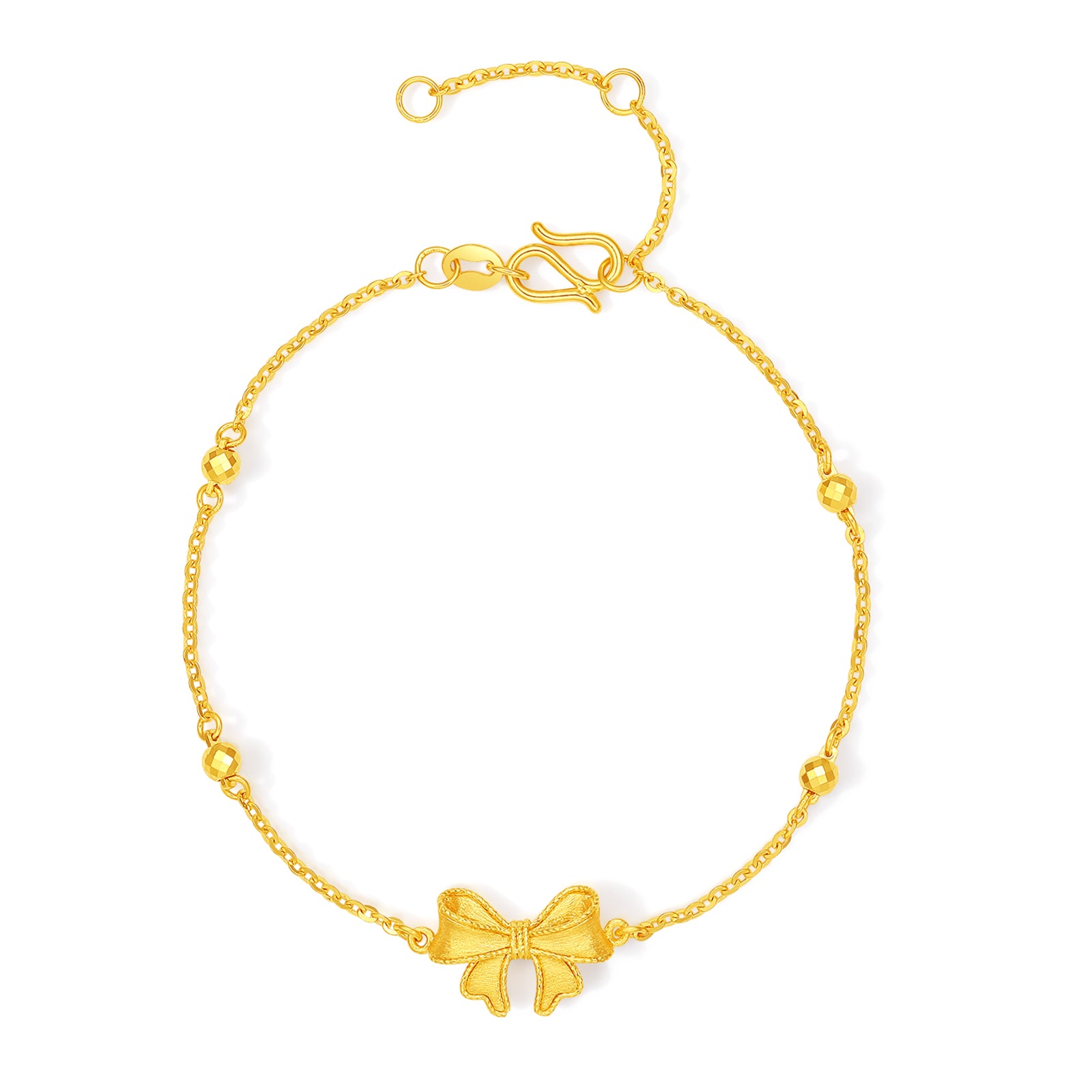 "Princess Wedding" 24K Gold Chain Bracelet Bow 2.98-3.58g A0722042