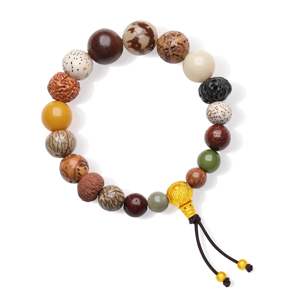 "Jiuhua Mountain" 24K Gold Beaded Bracelet Eighteen-bead bodhi seed A1914674