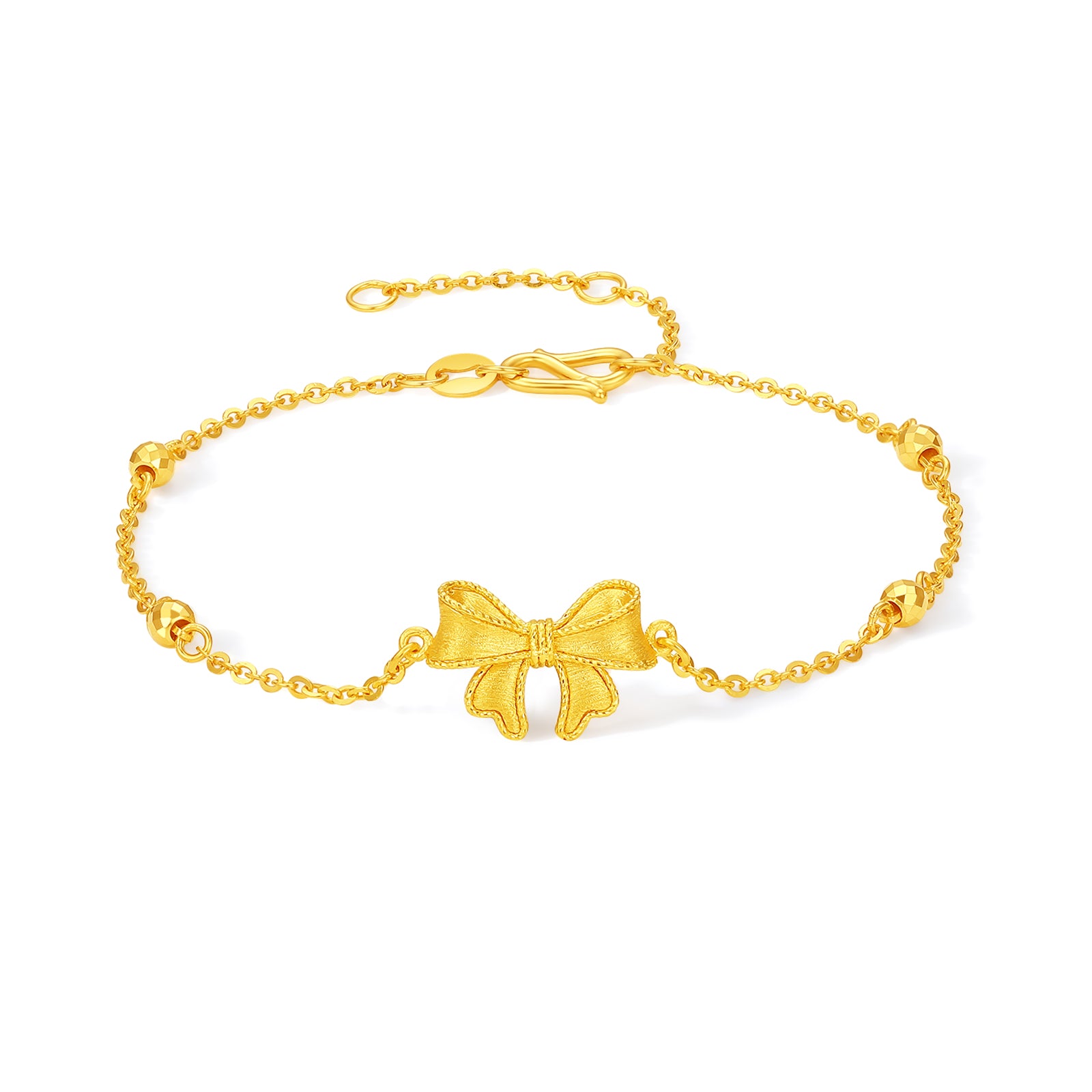 "Princess Wedding" 24K Gold Chain Bracelet Bow 2.98-3.58g A0722042