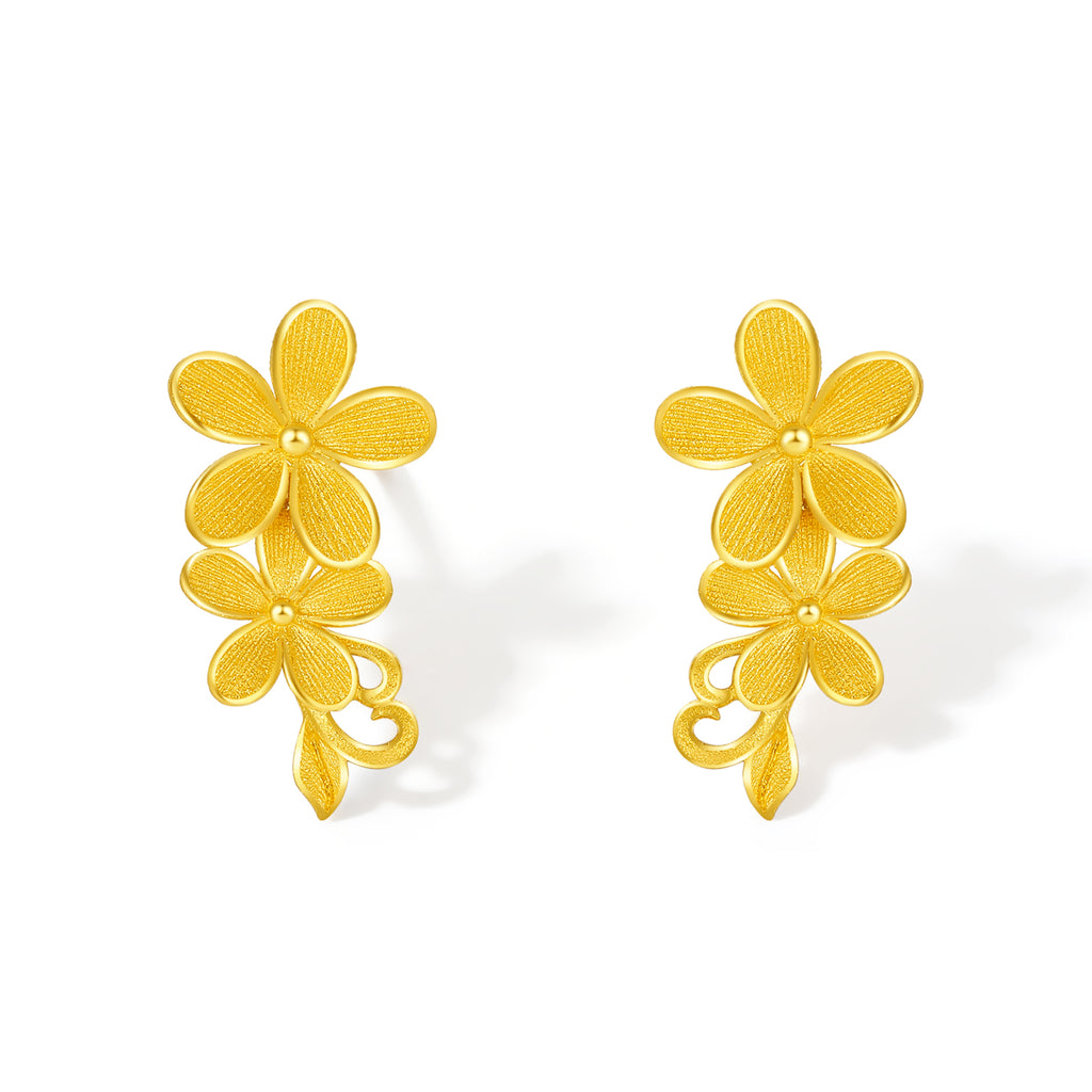"Princess Wedding" 999 24K Gold Earrings Flower 1.8-2.3g A0922106