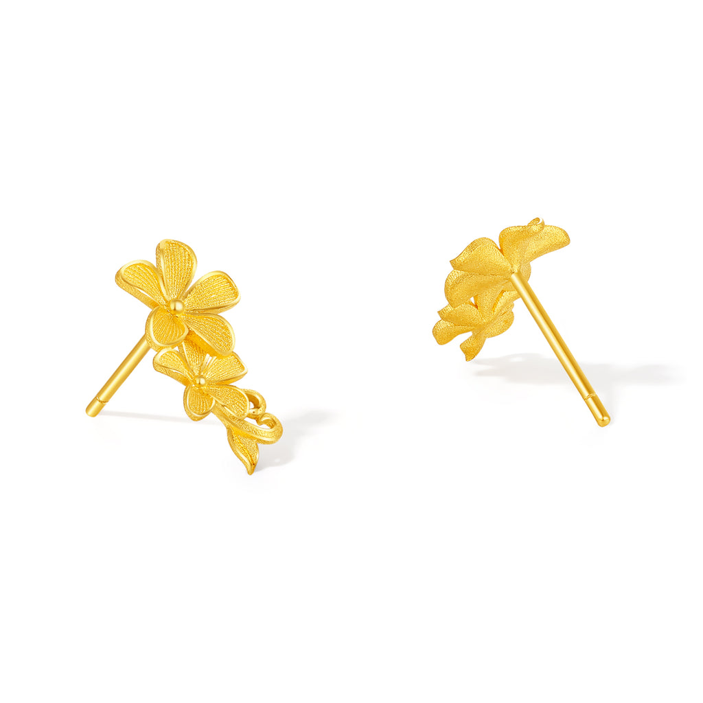 "Princess Wedding" 999 24K Gold Earrings Flower 1.8-2.3g A0922106