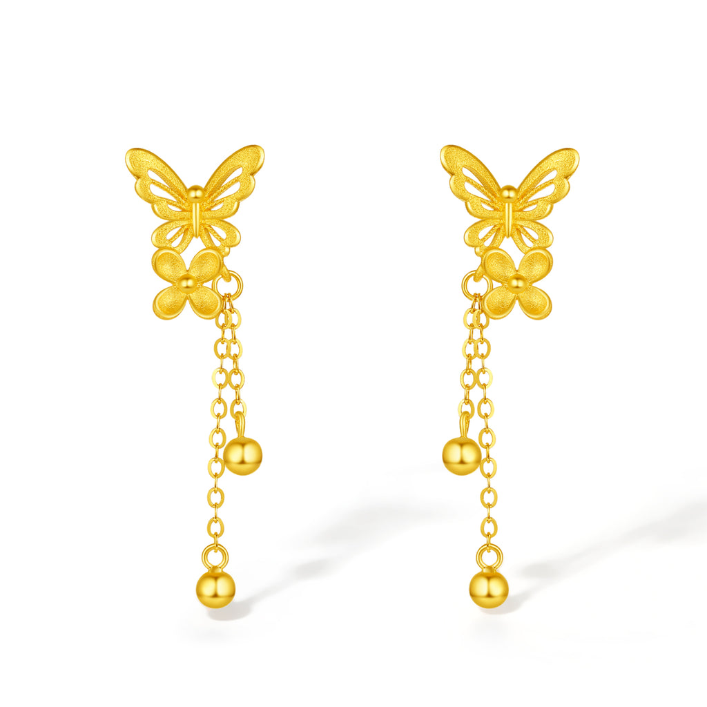 "Princess Wedding" 24K Gold Earrings Butterfly 3.3-3.6g A0922095