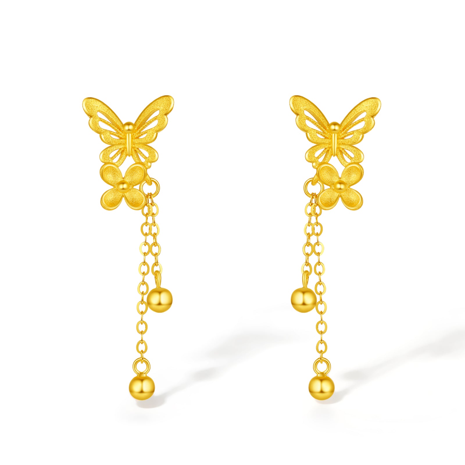 "Princess Wedding" 24K Gold Earrings Butterfly 3.3-3.6g A0922095