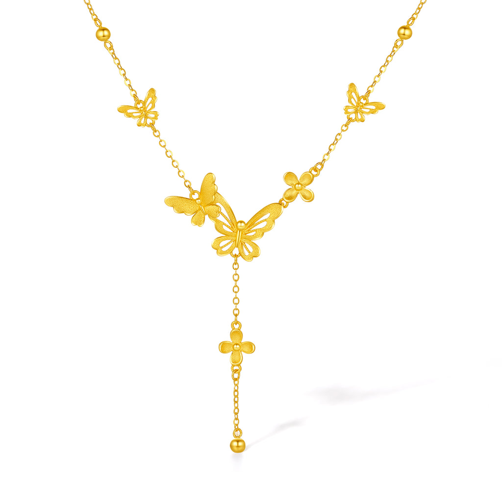 "Princess Wedding" 24K Gold Pendant Necklace Butterfly 7-7.5g A0622097