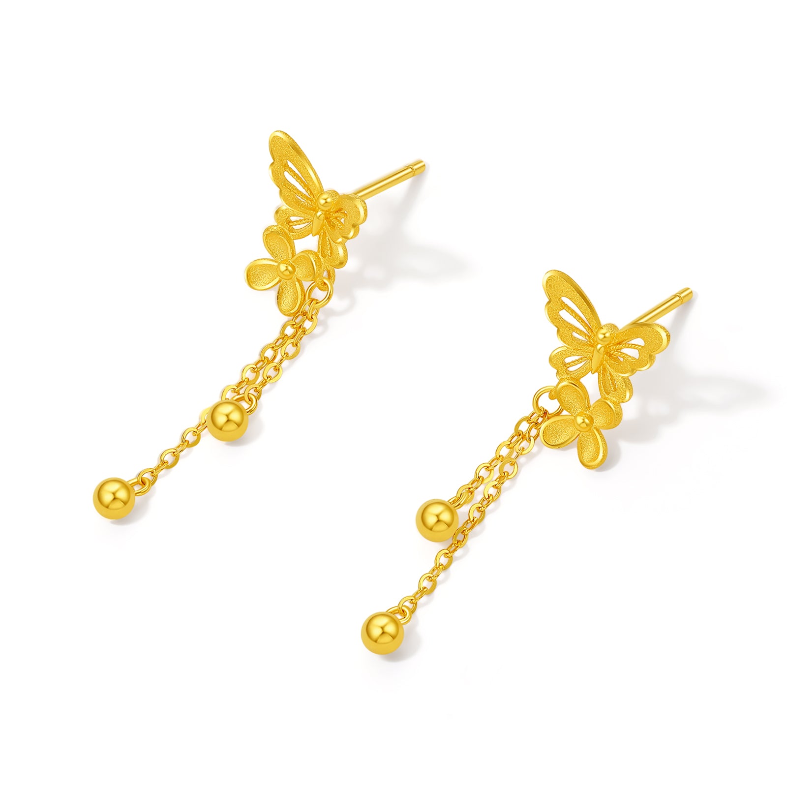 "Princess Wedding" 24K Gold Earrings Butterfly 3.3-3.6g A0922095