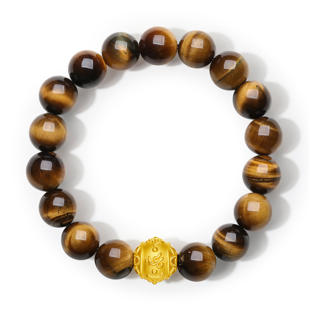 24K Gold Beaded Bracelet Tigerite 1-1.2g A1913551
