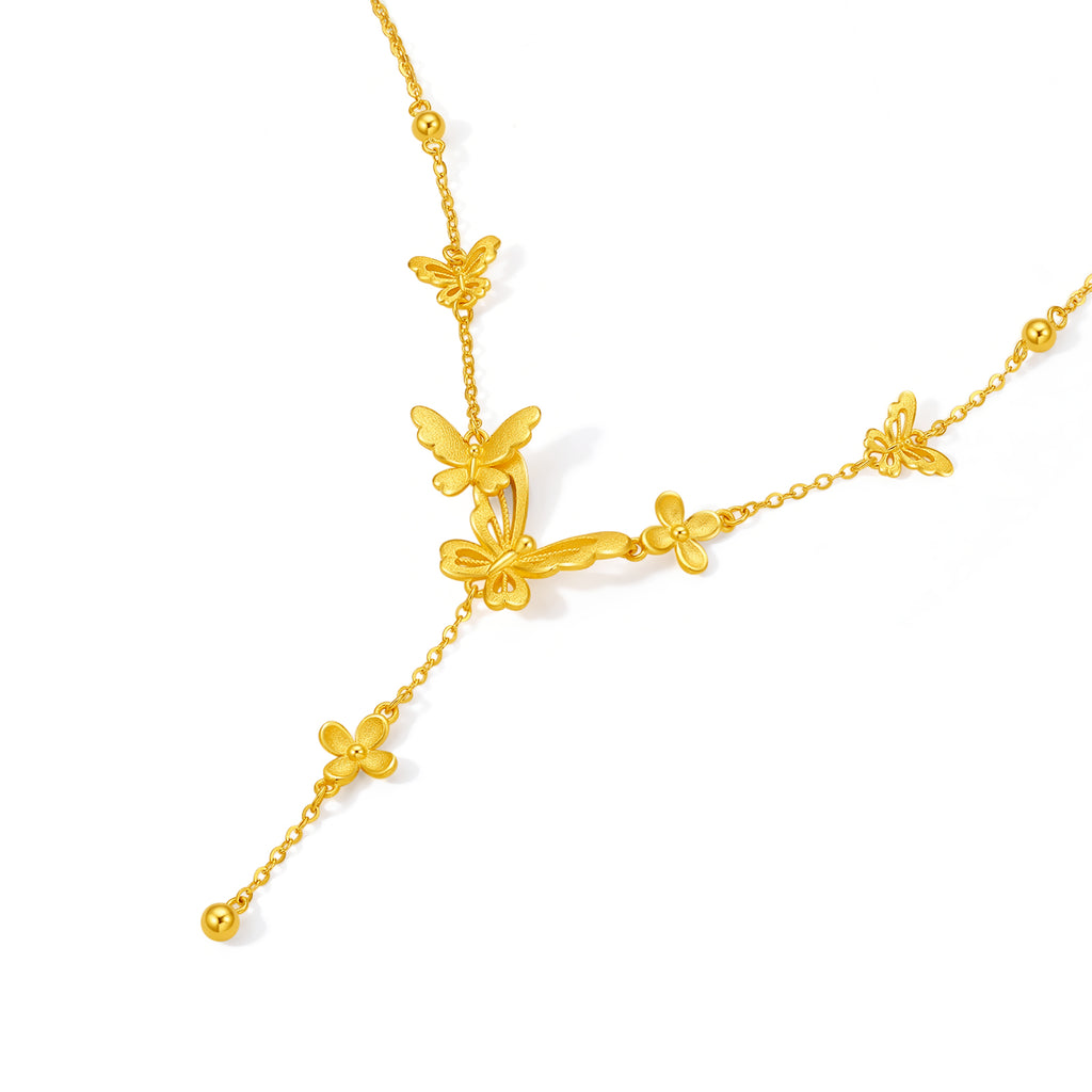 "Princess Wedding" 24K Gold Pendant Necklace Butterfly 7-7.5g A0622097