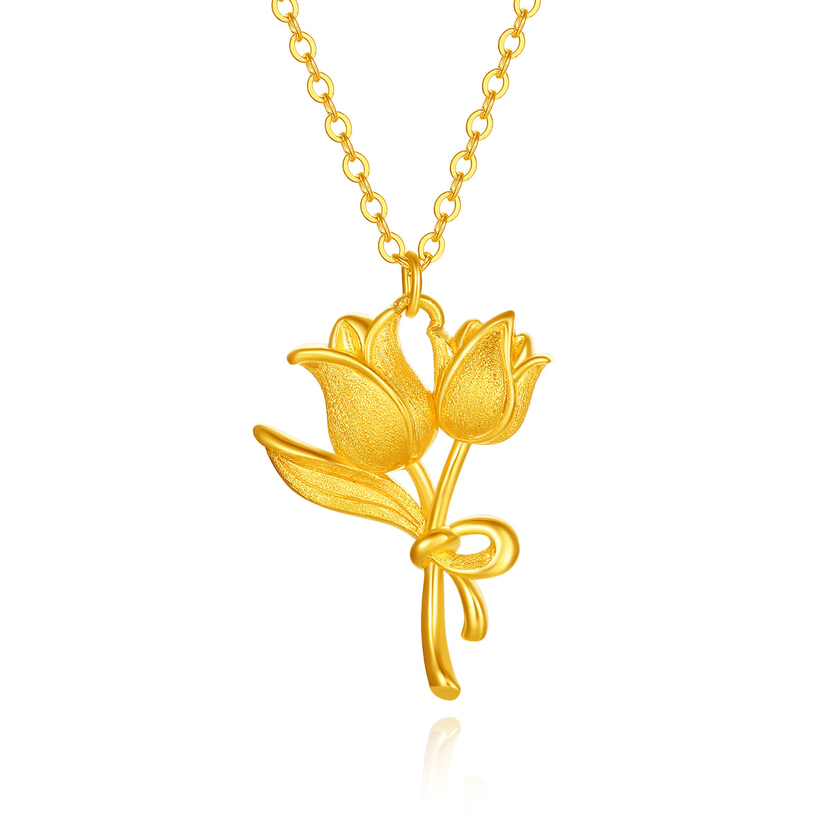 “Dream in the Garden” 24K Gold Pendant Necklace Flower 3.3-3.7g A0614994
