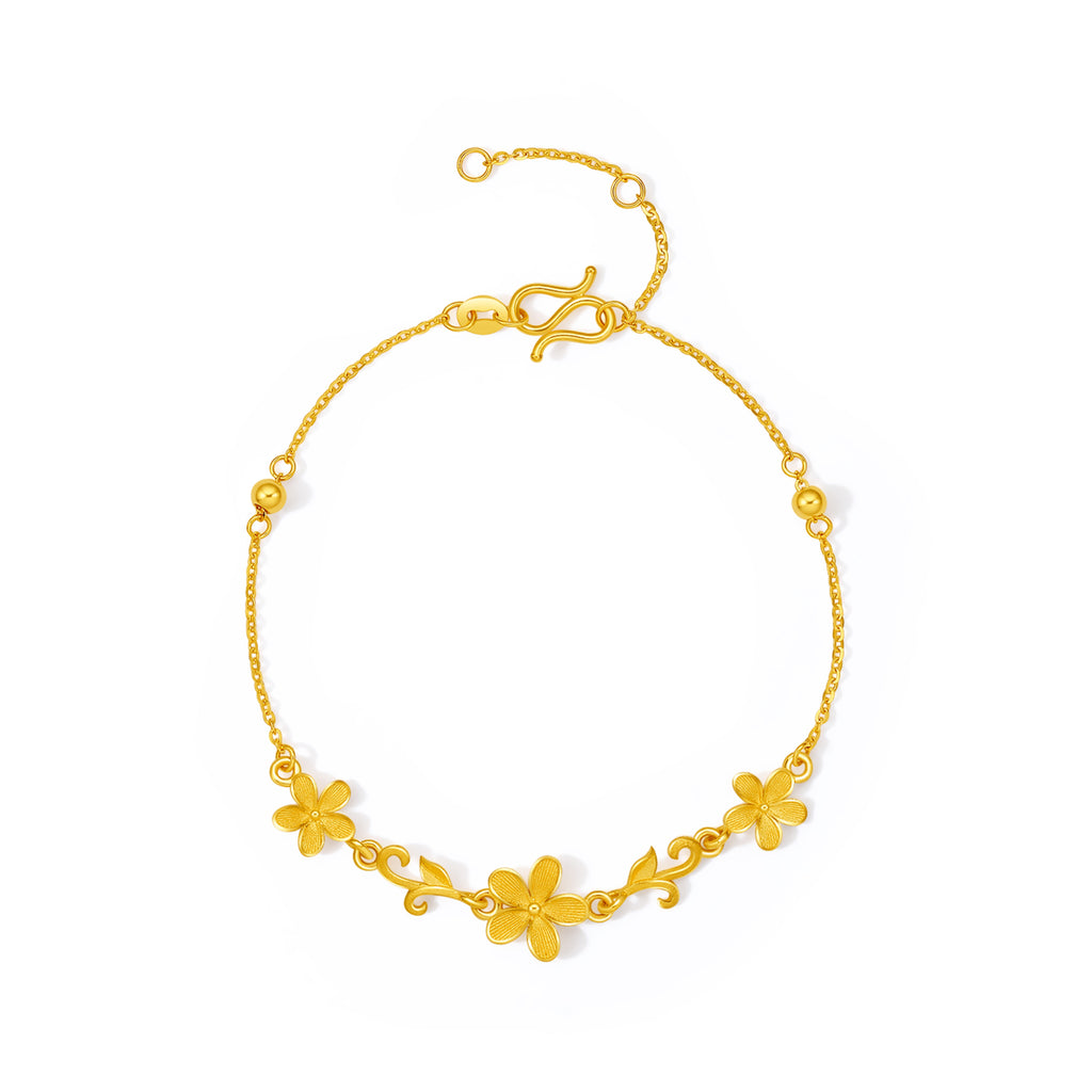 "Princess Wedding" 999 24K Gold Chain Bracelet Flower 3-3.5g A0722105