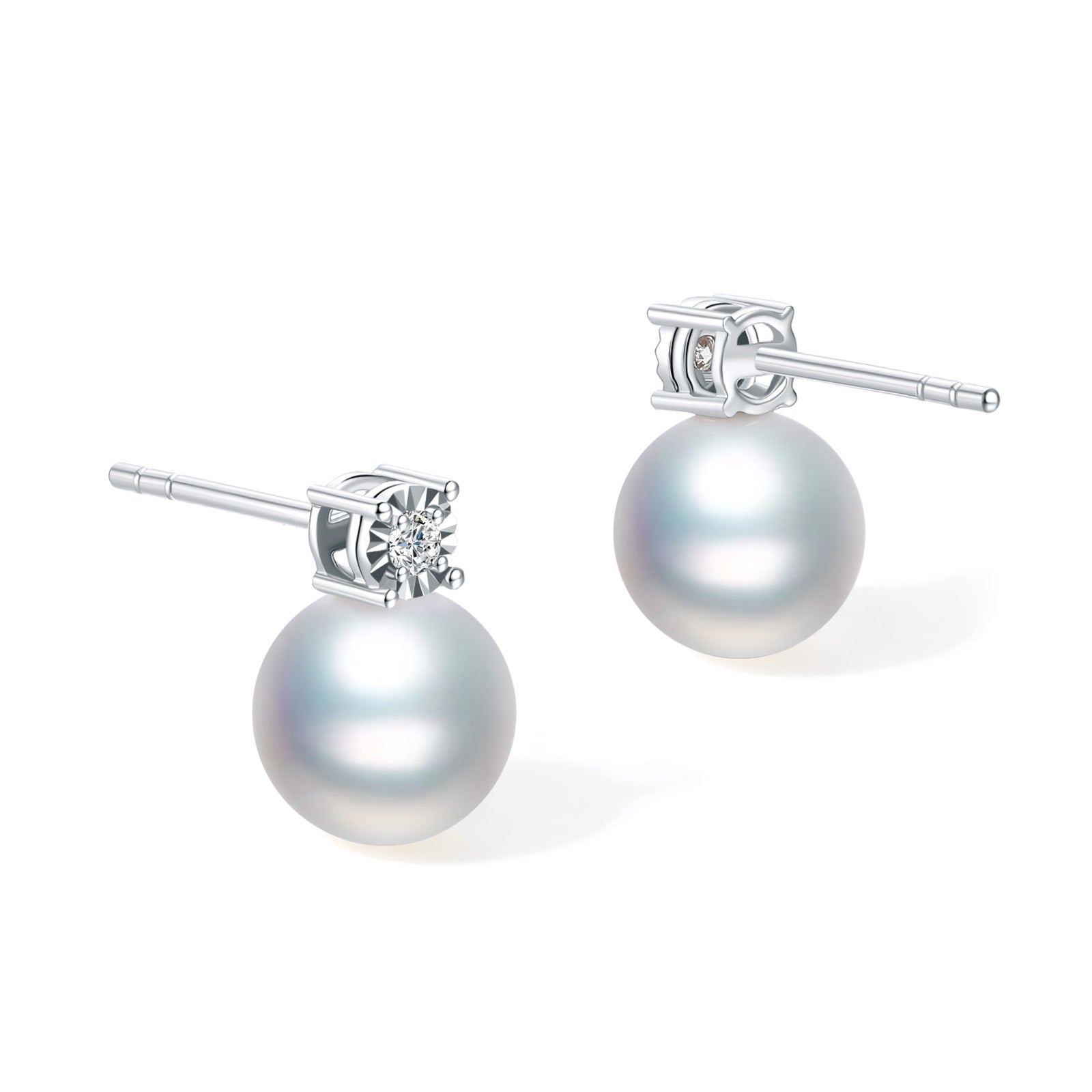 18K Gold Earrings Pearl Diamond 0.6-1g X0913403