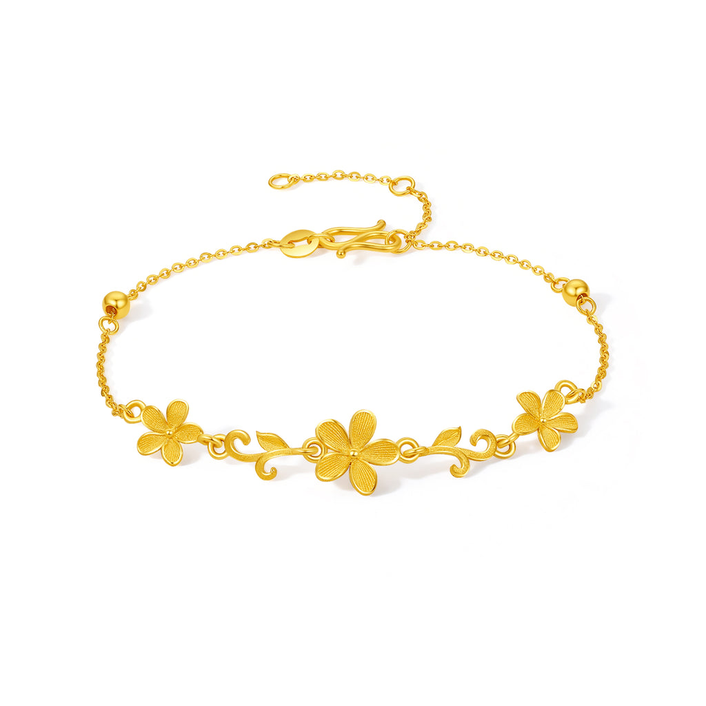 "Princess Wedding" 999 24K Gold Chain Bracelet Flower 3-3.5g A0722105