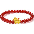 'Year of the Horse' 24K Gold Beaded Bracelet Agate Horse Wealth Fa 0.7-1g 17cm A1916284
