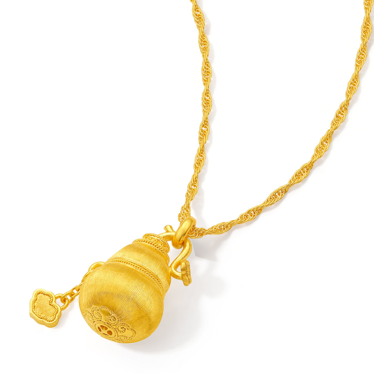 999 24K Gold Pendant Necklace Gourd 12-13.2g A0615440