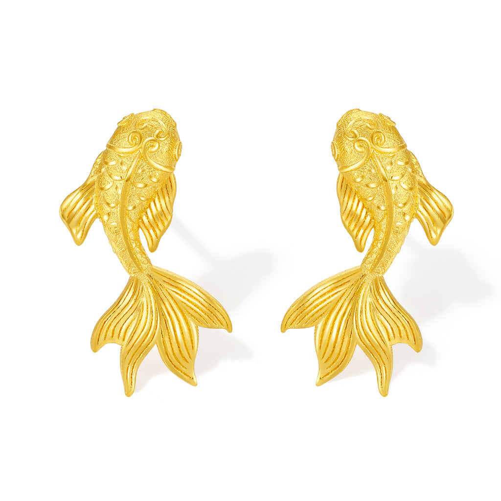 999 24K Gold Earrings Fish 2.15-2.55g A0914558
