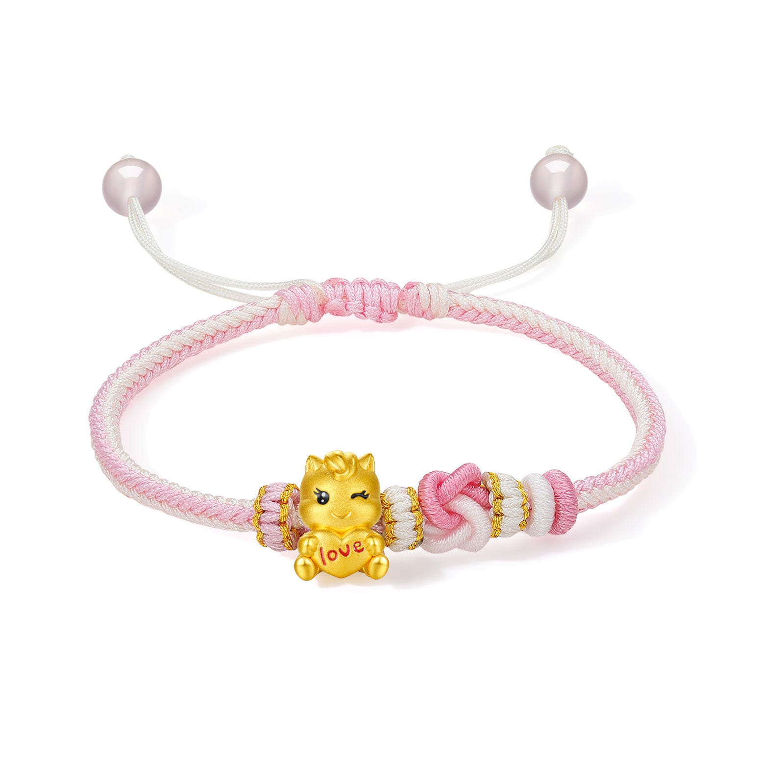 'Year of the Horse'  24K Gold String Bracelet Horse Heart 0.85-1.05g 16cm-22cm A1715747