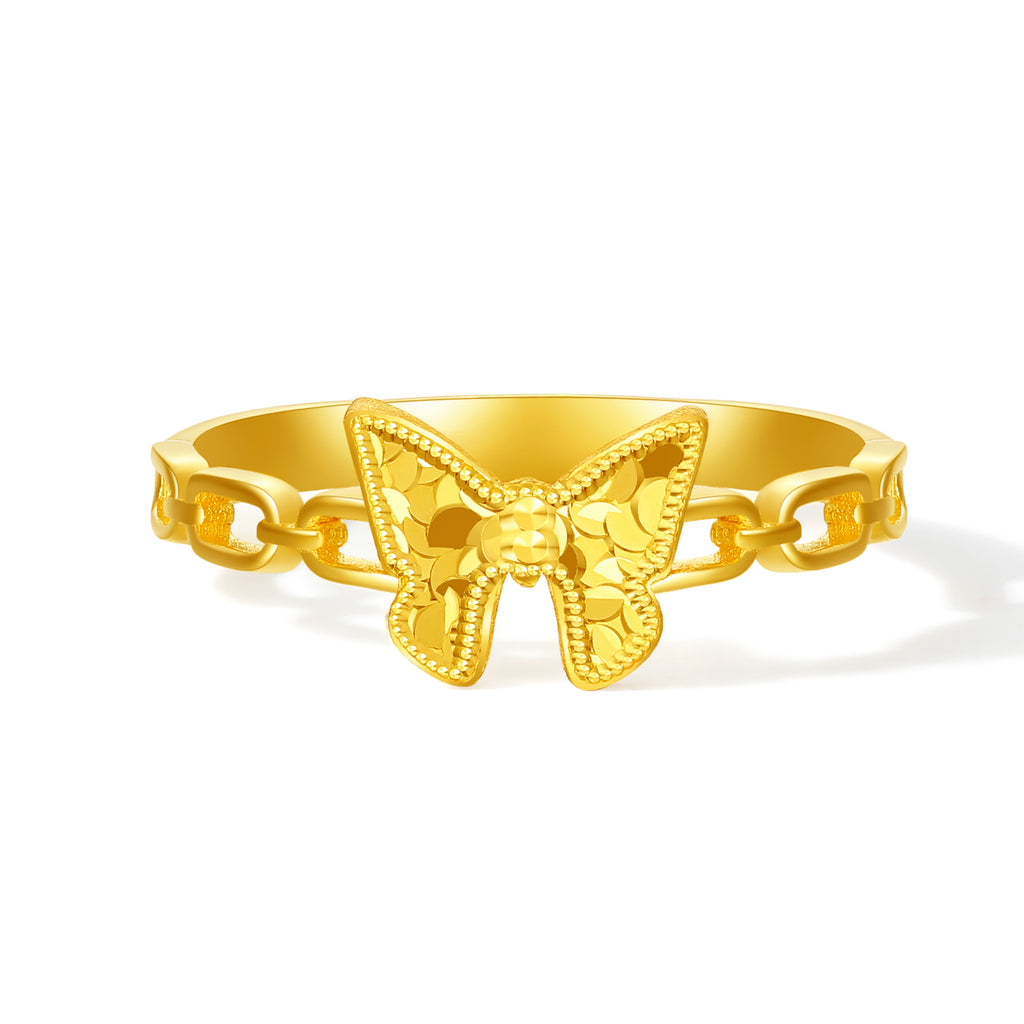 "Fantasy Forest" 24K Gold Ring Butterfly 2.2-2.8g A0113911