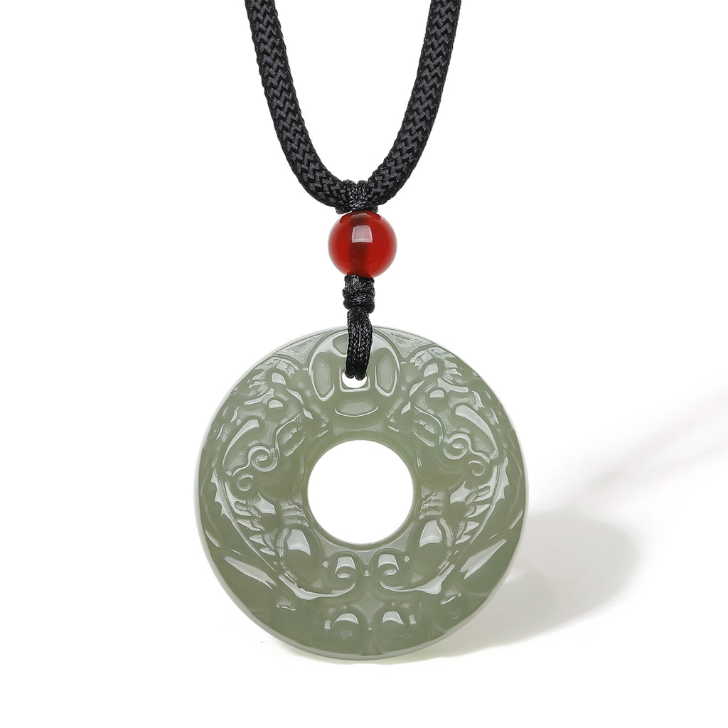 Pendant Hetian Jade Agate 6-6.5mm Peace Buckle Y0411881