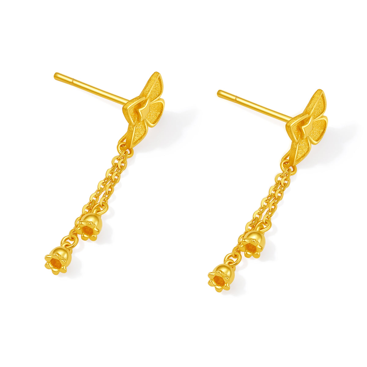 "Fantasy Forest" 999 24K Gold Earrings Clover 2.8-3.1g A0913828