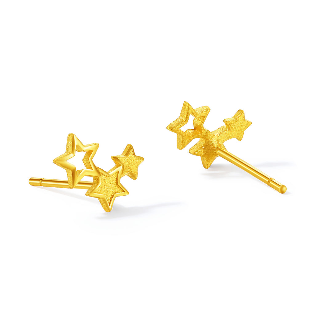 "Fantasy Forest" 999 24K Gold Earrings Star 1.3-1.6g A0913848