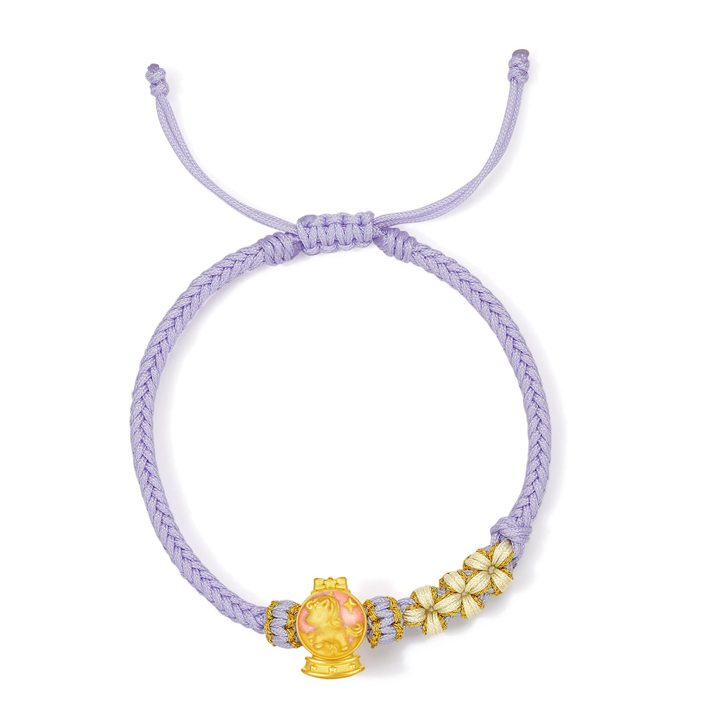 'Year of the Horse'  24K Gold String Bracelet Horse Crystal Ball 0.7-1g 16cm-22cm A1715751