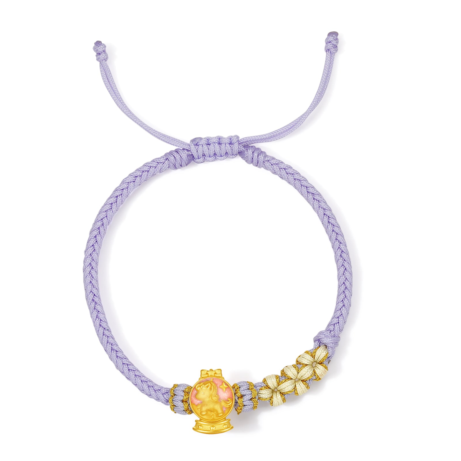 'Year of the Horse'  24K Gold String Bracelet Horse Crystal Ball 0.7-1g 16cm-22cm A1715751